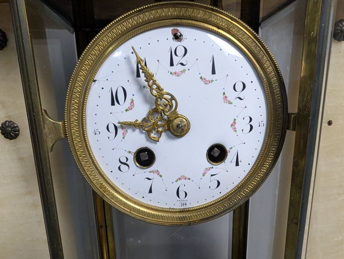 Japy FrÃ¨res Louis XVI Style Onyx Gilt Metal Mantel Clock For Restoration Project - 6