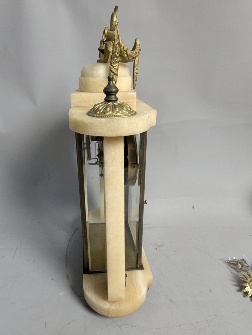 Japy FrÃ¨res Louis XVI Style Onyx Gilt Metal Mantel Clock For Restoration Project - 7