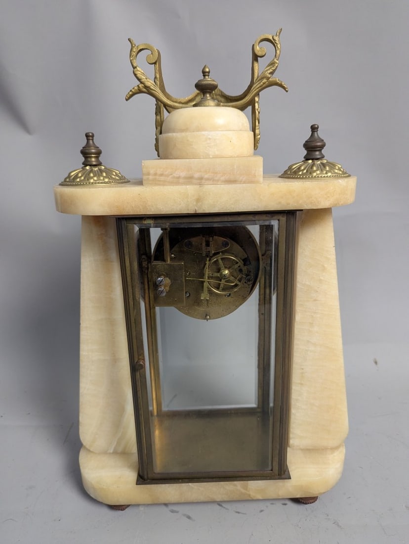 Japy FrÃ¨res Louis XVI Style Onyx Gilt Metal Mantel Clock For Restoration Project - 8