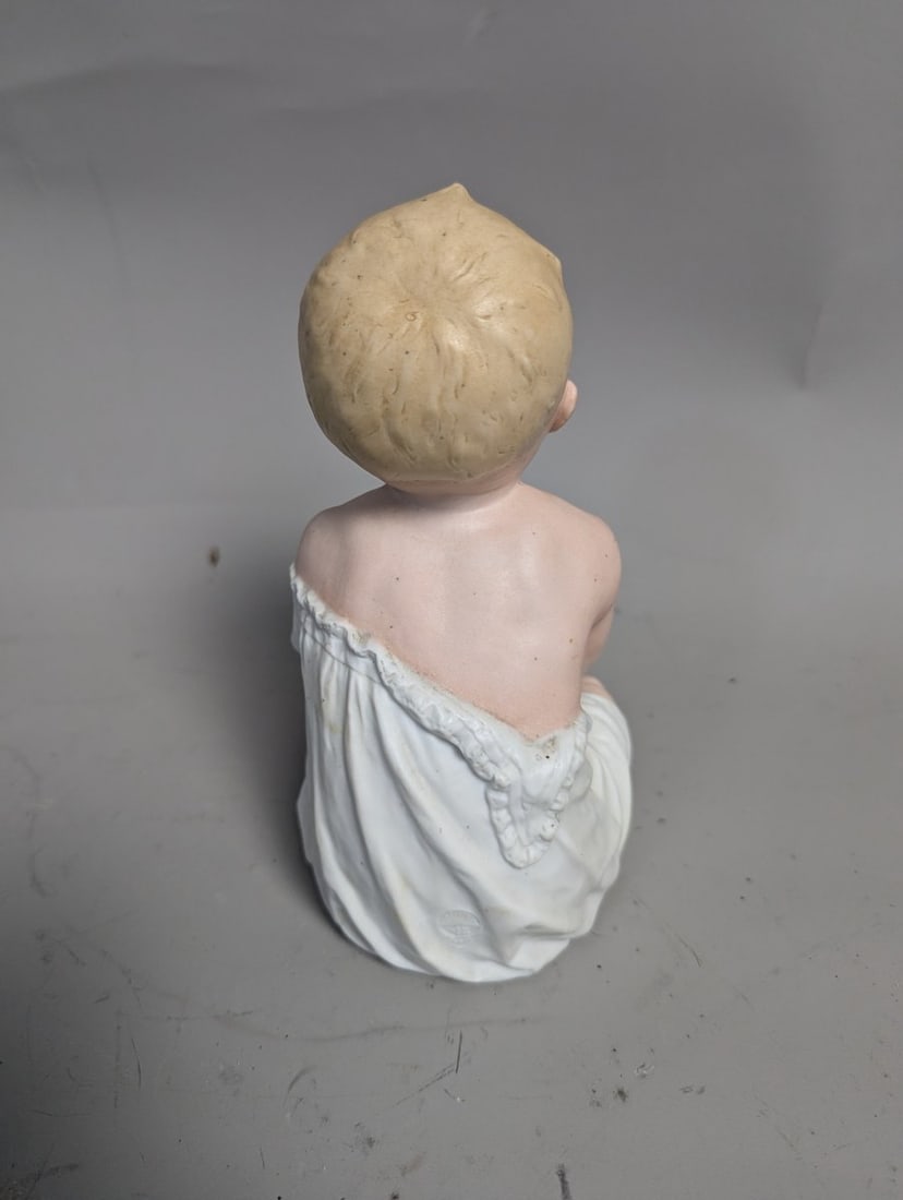 Antique German Bisque Porcelain Piano Baby Figurine by Gebruder Heubach - 4