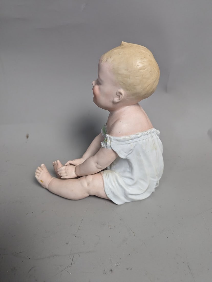Antique German Bisque Porcelain Piano Baby Figurine by Gebruder Heubach - 5