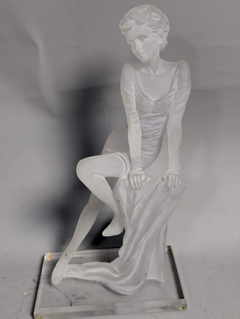 Art Deco Style Frosted Lucite Sculpture of Seated Woman Classical Figure: **Important** Please read below description on how to avoid high shipping costs. This stunning Art Deco style sculpture measures 13 1/2 high x 7 x 4 1/2. Lucite, showcasing an elegant seated woman.