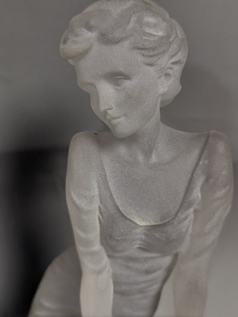 Art Deco Style Frosted Lucite Sculpture of Seated Woman Classical Figure - 2