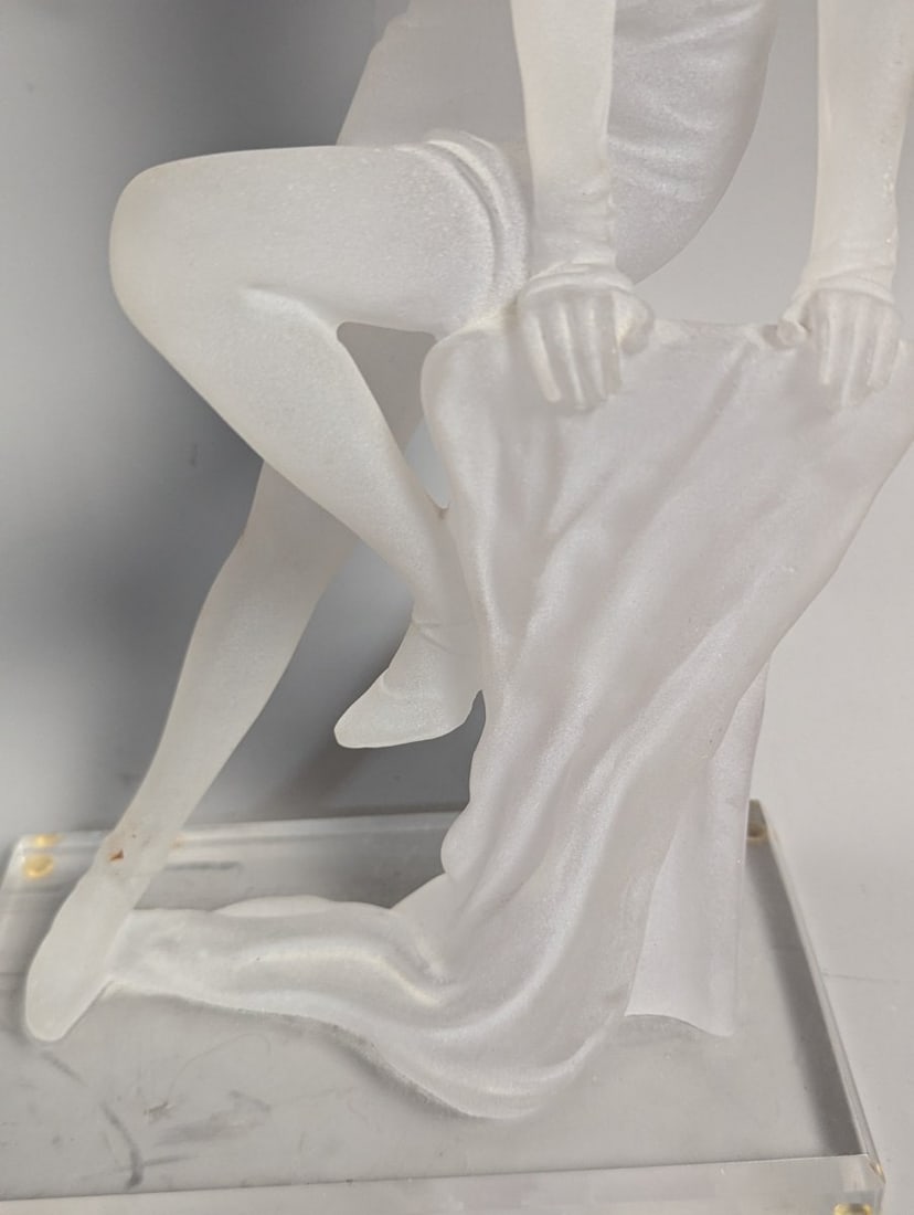 Art Deco Style Frosted Lucite Sculpture of Seated Woman Classical Figure - 3