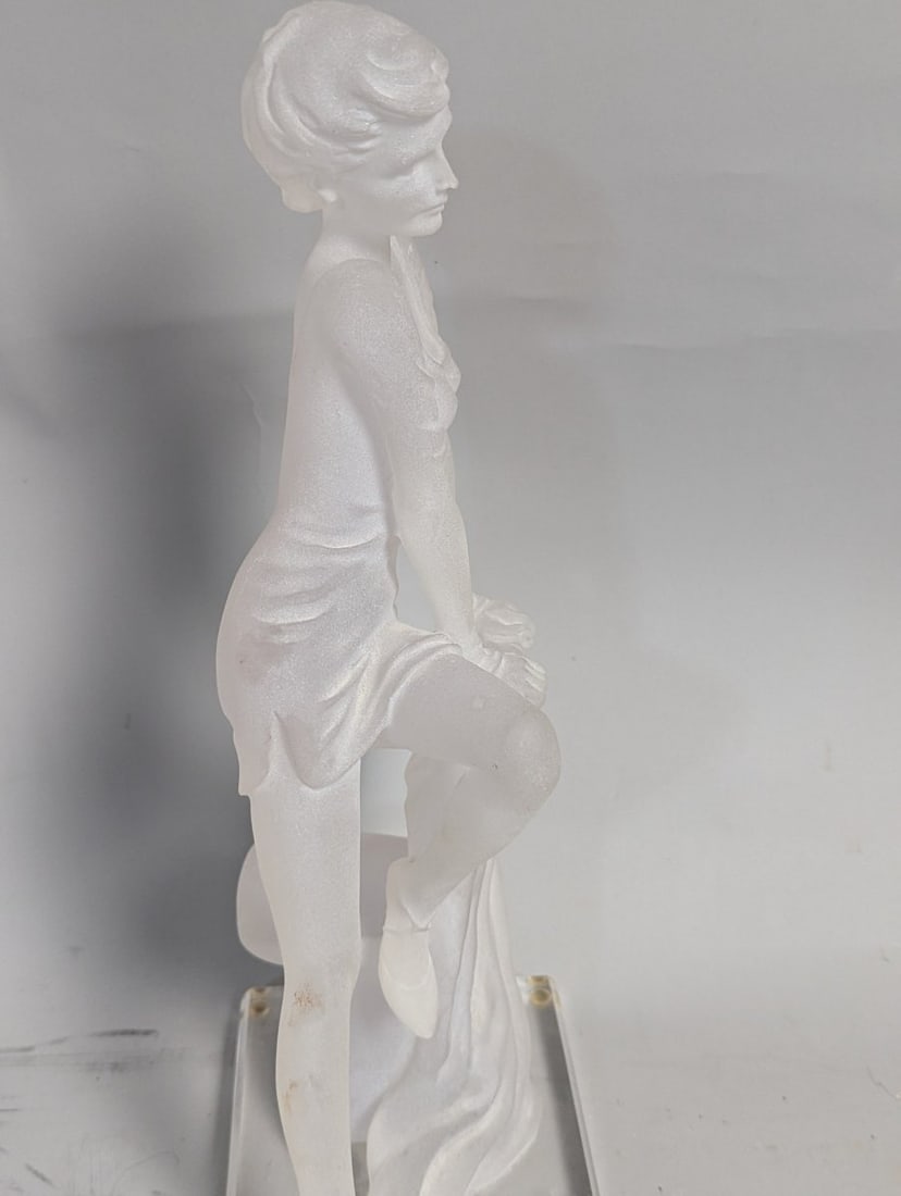Art Deco Style Frosted Lucite Sculpture of Seated Woman Classical Figure - 4