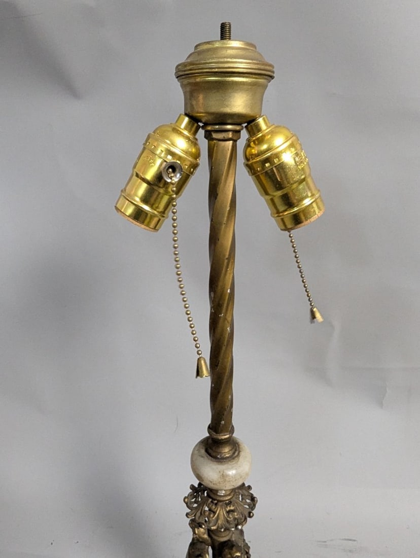 Vintage Slag Glass Panel Table Lamp Ornate Design Neoclassical Style 24 High - 7