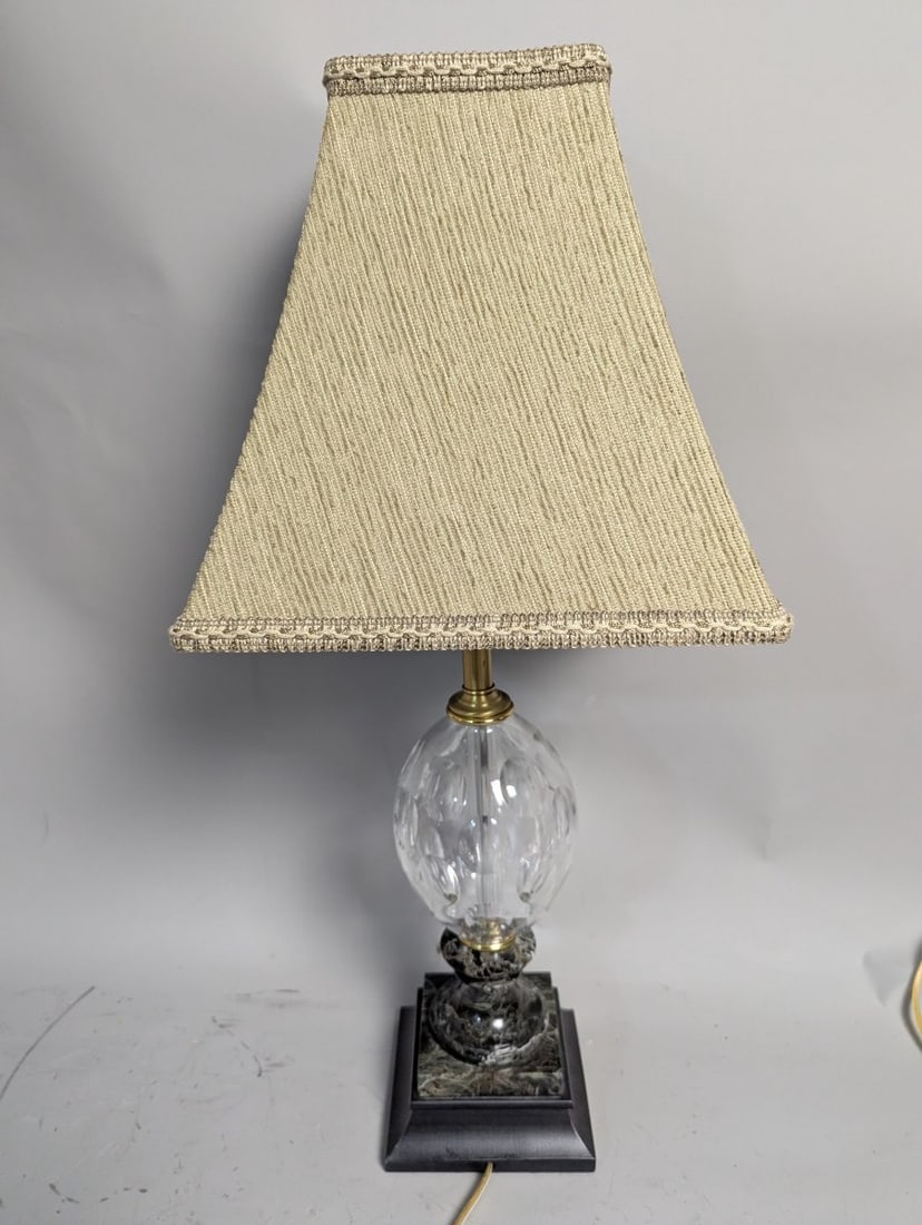 Waterford Crystal Marble Table Lamp with Original Shade Luxury Lighting (1 of 5)