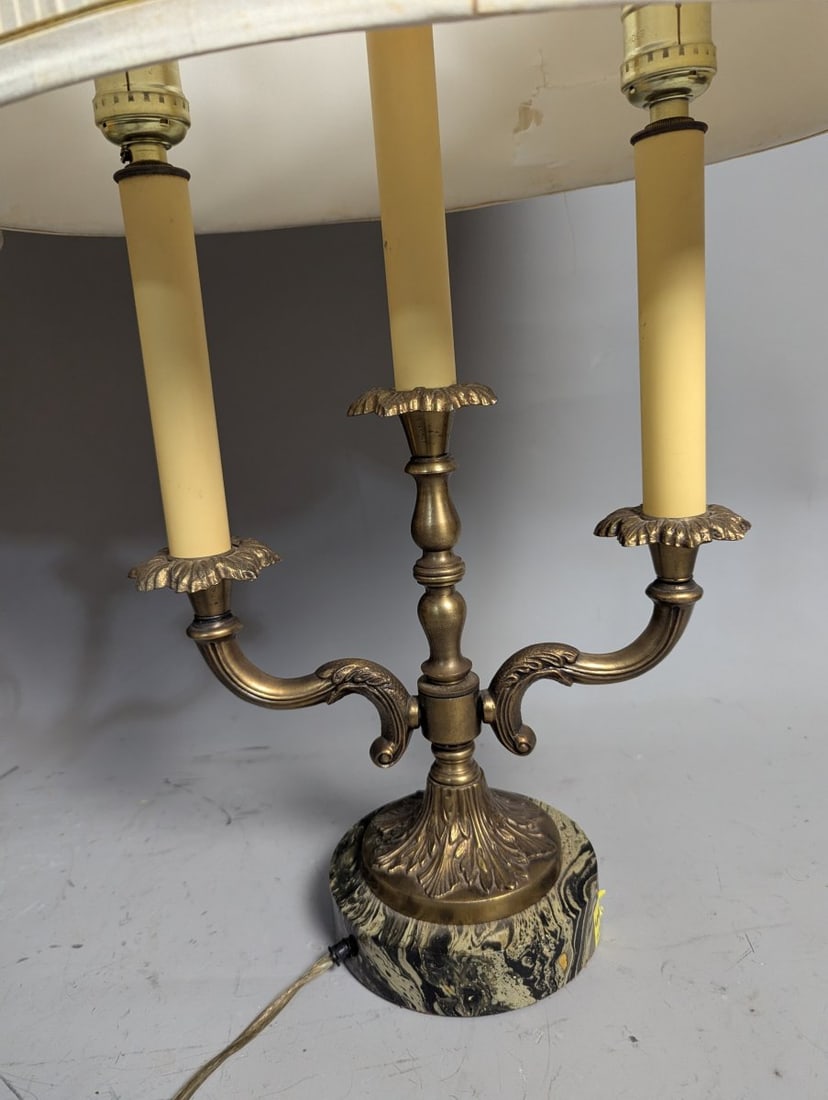 Vintage Hollywood Regency Brass 3-Arm Candelabra Table Lamps - Mid Century Pair - 2