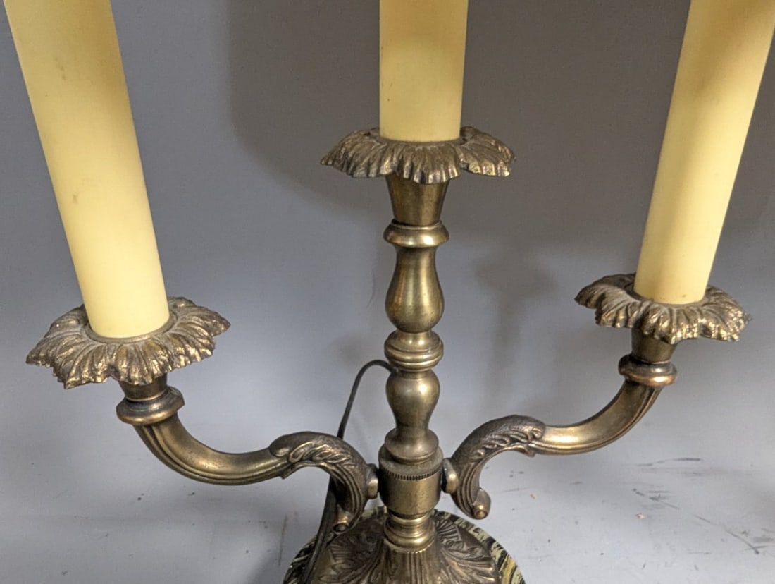 Vintage Hollywood Regency Brass 3-Arm Candelabra Table Lamps - Mid Century Pair - 4