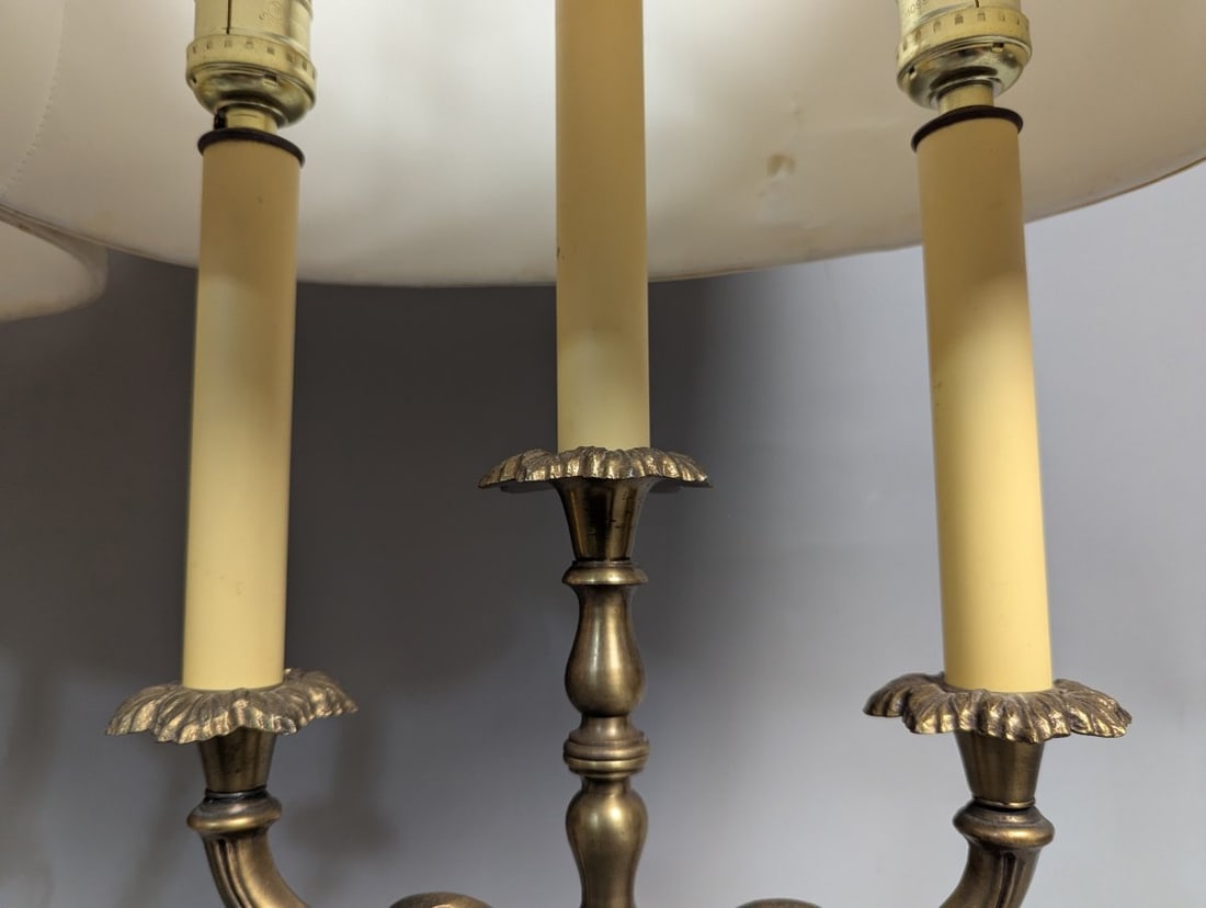 Vintage Hollywood Regency Brass 3-Arm Candelabra Table Lamps - Mid Century Pair - 6