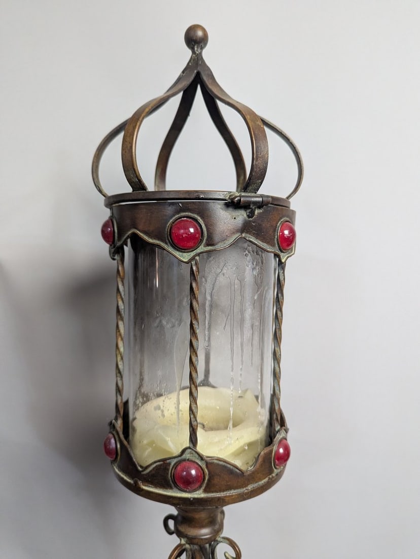 Stunning Pair of Gothic Revival Style Floor Candle Lanterns Ideal for Elegant Decor - 2