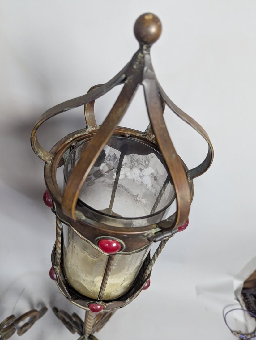 Stunning Pair of Gothic Revival Style Floor Candle Lanterns Ideal for Elegant Decor - 5