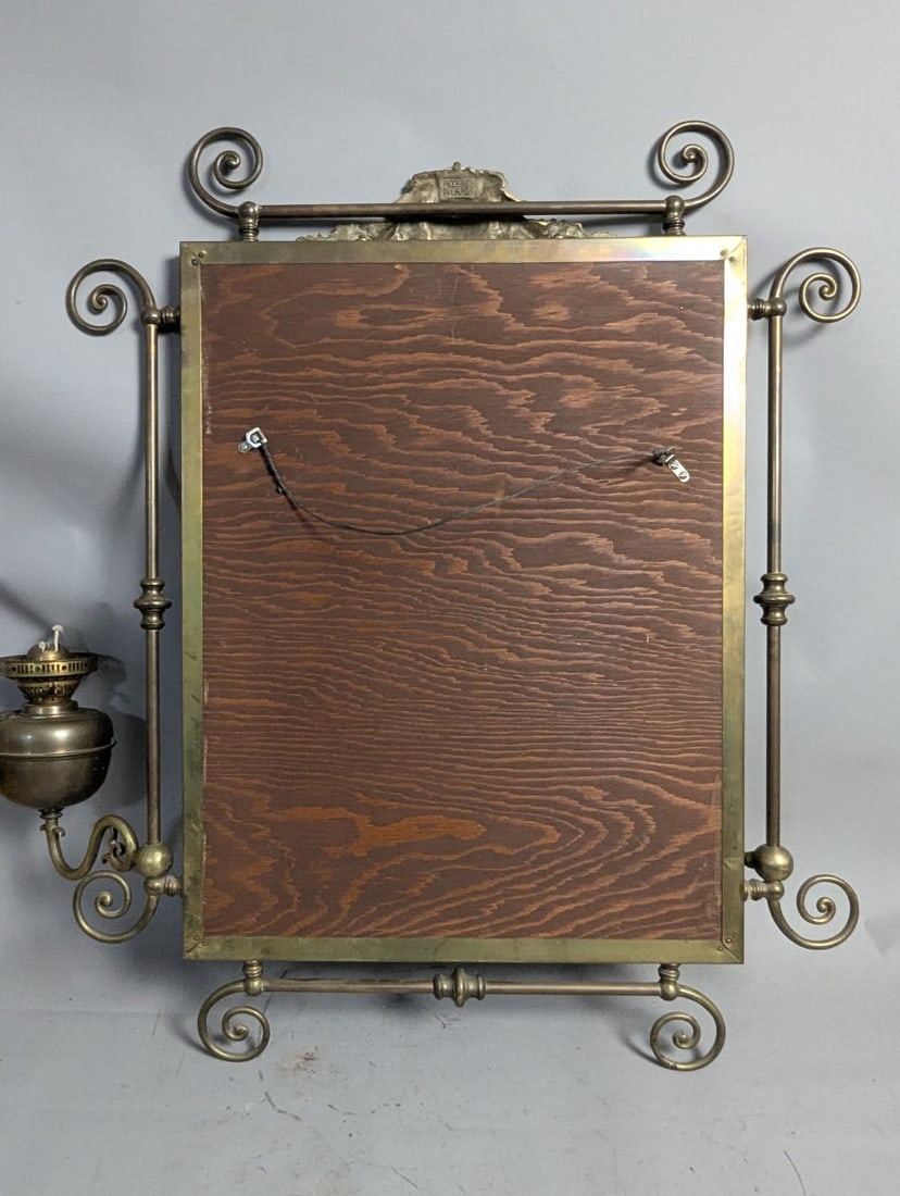 Accents in Brass Victorian Revival Wall Mirror with Dual John Scott Oil Lamps Decor - 10