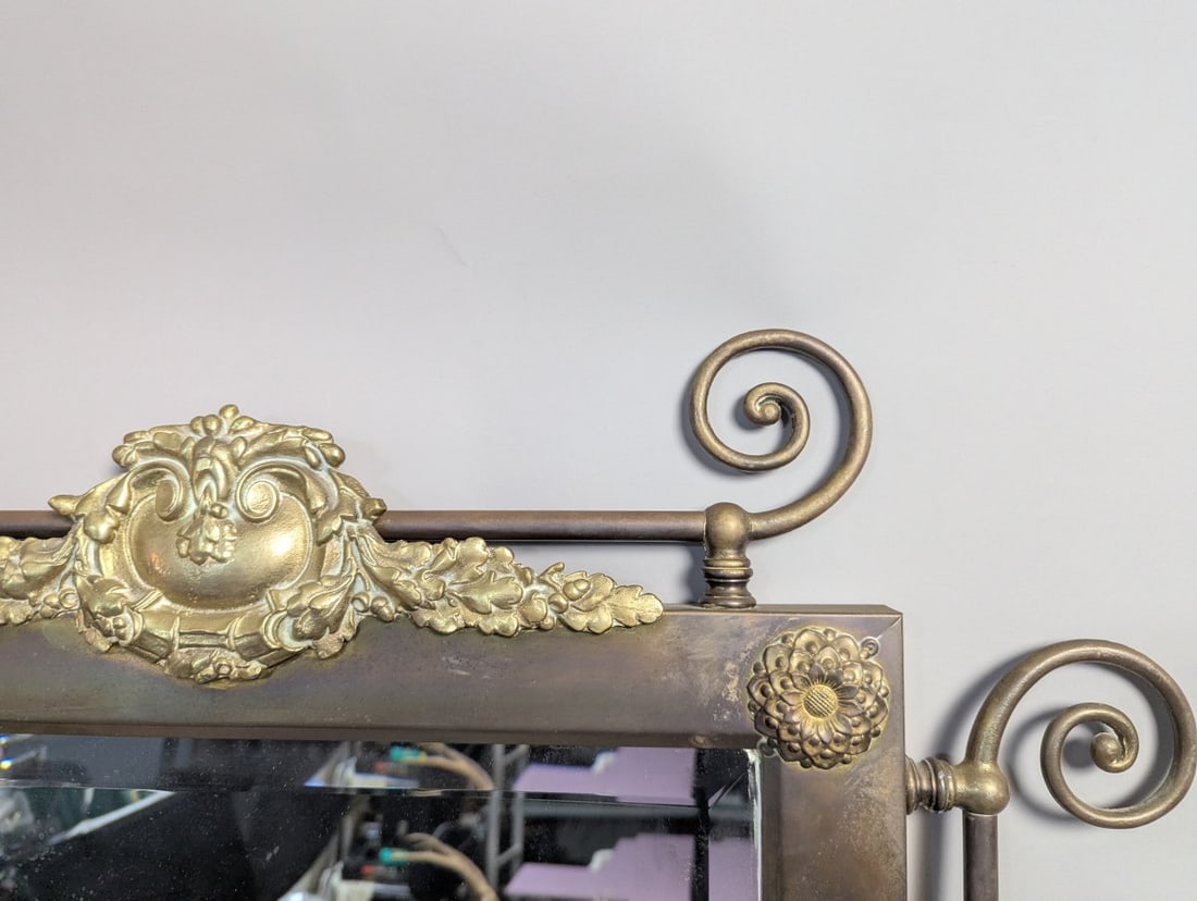 Accents in Brass Victorian Revival Wall Mirror with Dual John Scott Oil Lamps Decor - 2