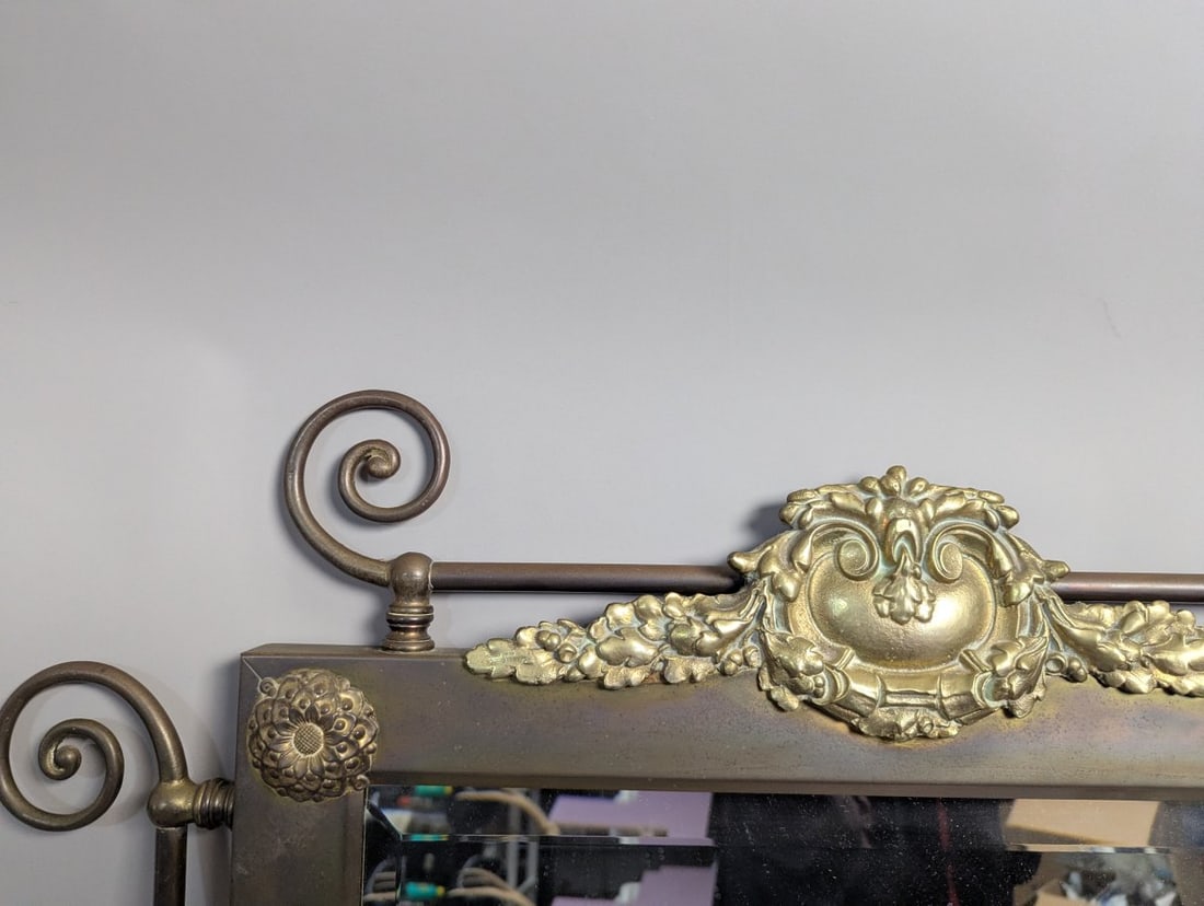 Accents in Brass Victorian Revival Wall Mirror with Dual John Scott Oil Lamps Decor - 3