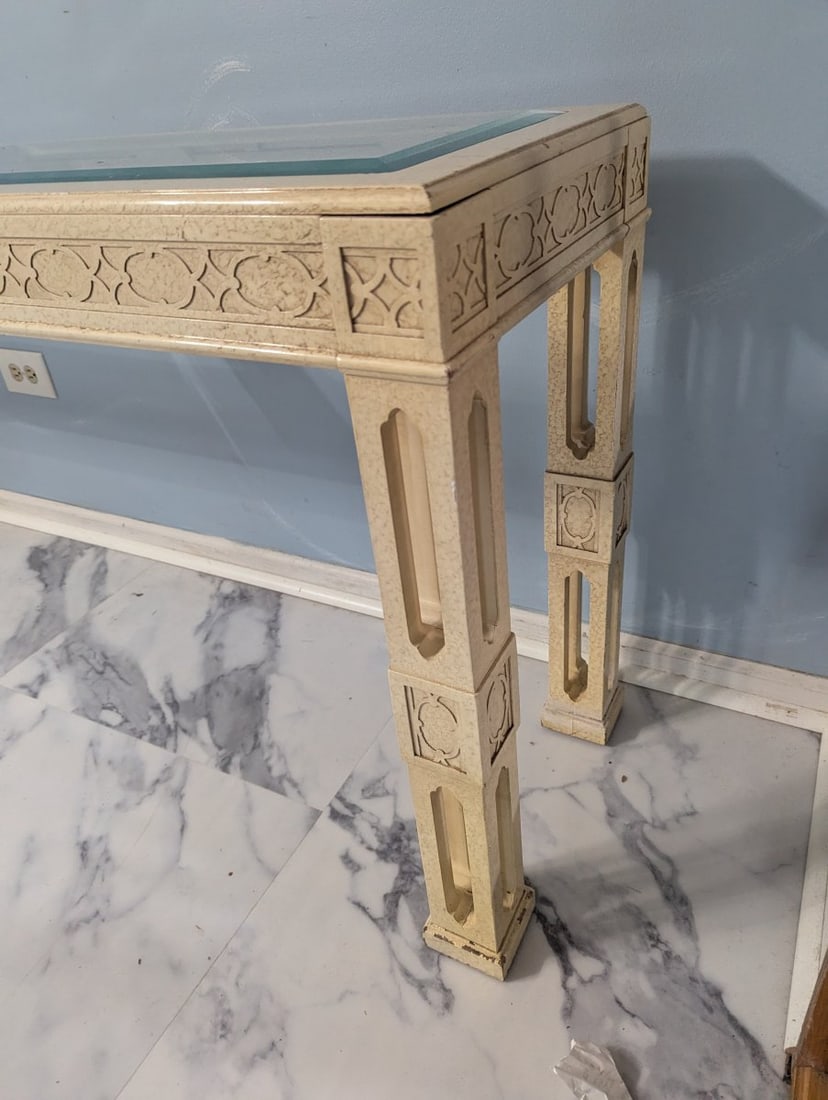 John Widdicomb Hollywood Regency Console Table Cream Finish Decorative Accent - 2