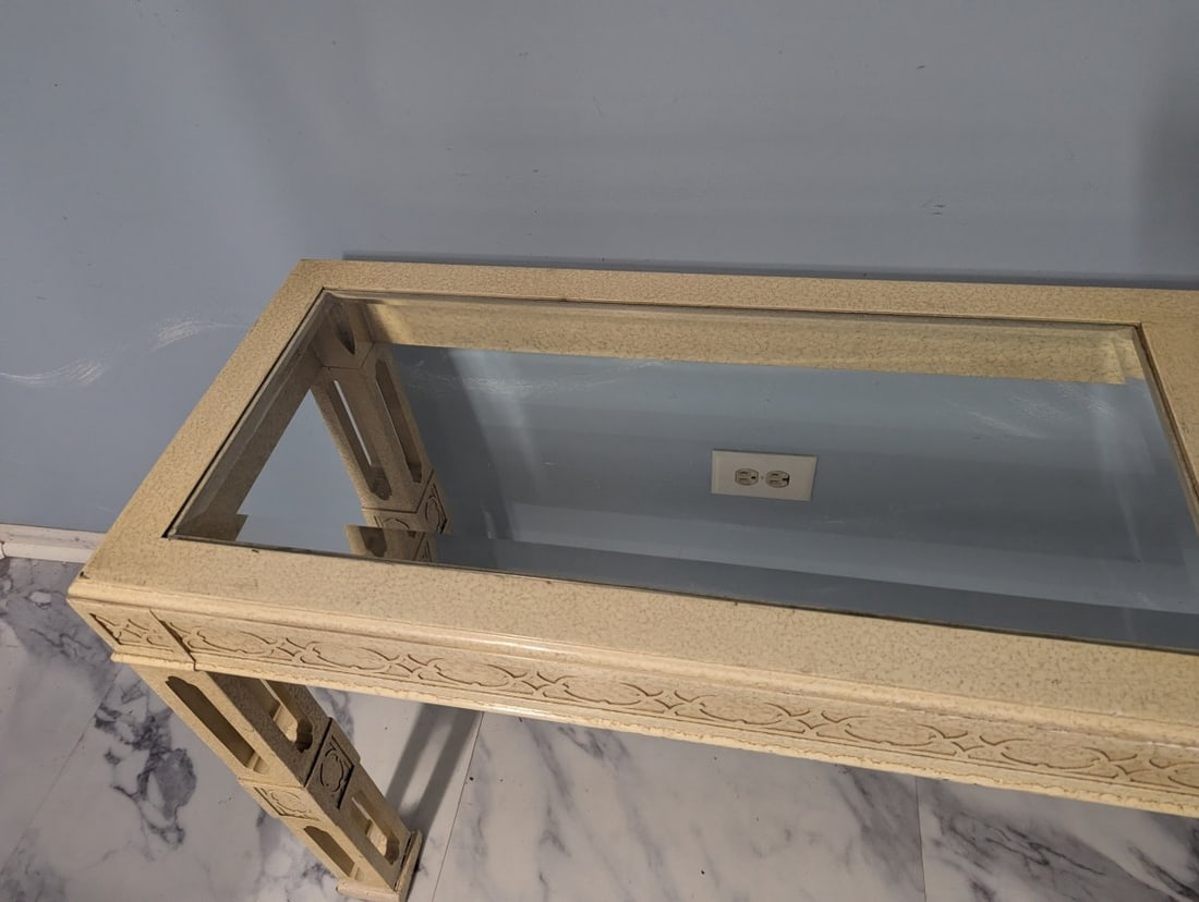John Widdicomb Hollywood Regency Console Table Cream Finish Decorative Accent - 4