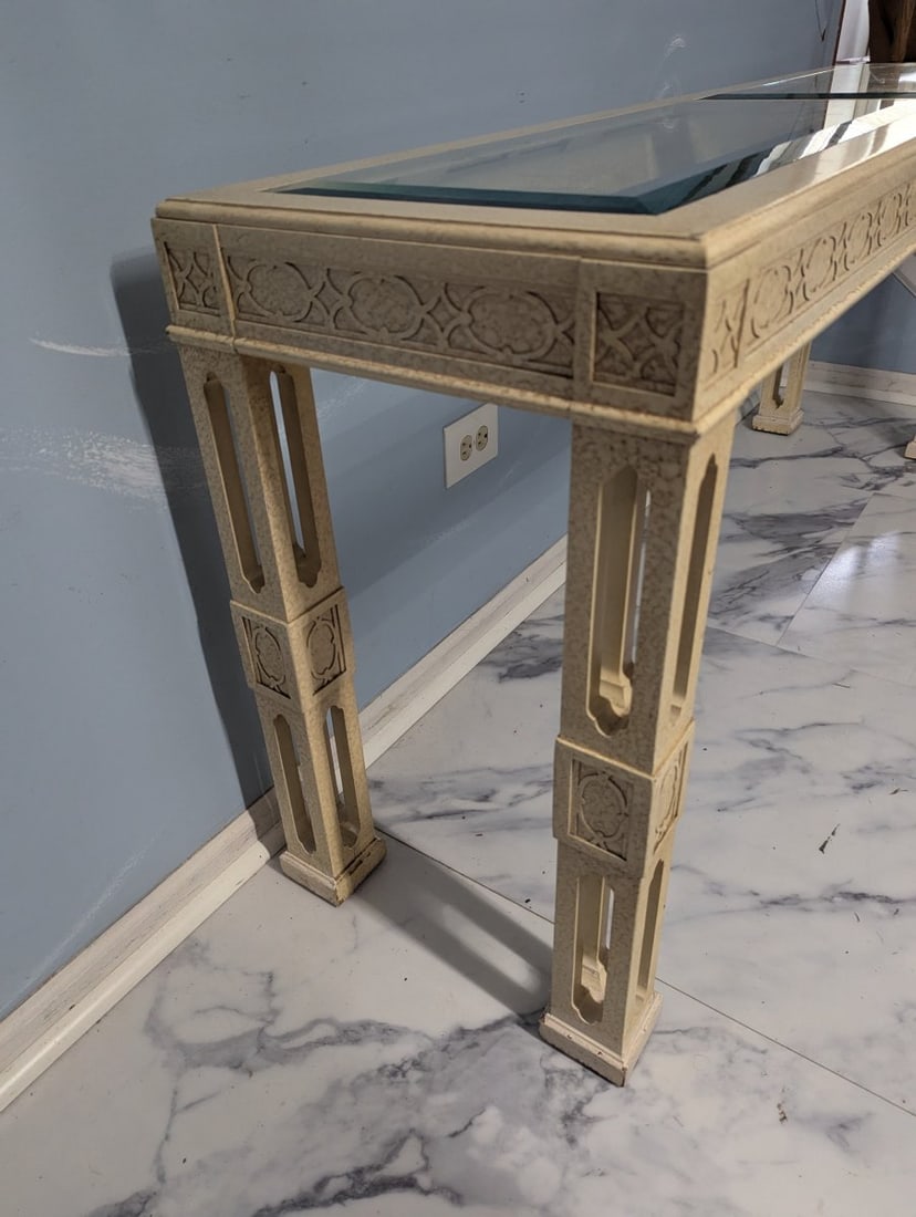 John Widdicomb Hollywood Regency Console Table Cream Finish Decorative Accent - 5