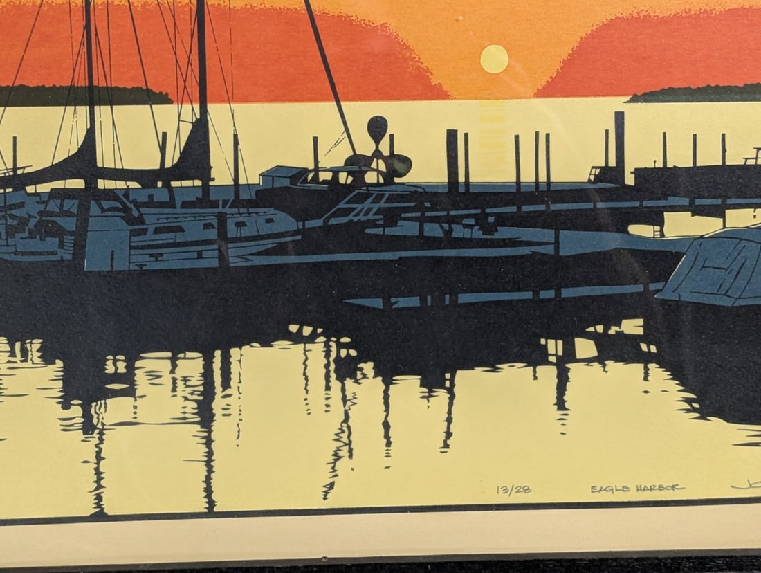 John Cook Eagle Harbor Limited Edition Serigraph Framed Art Print - 6