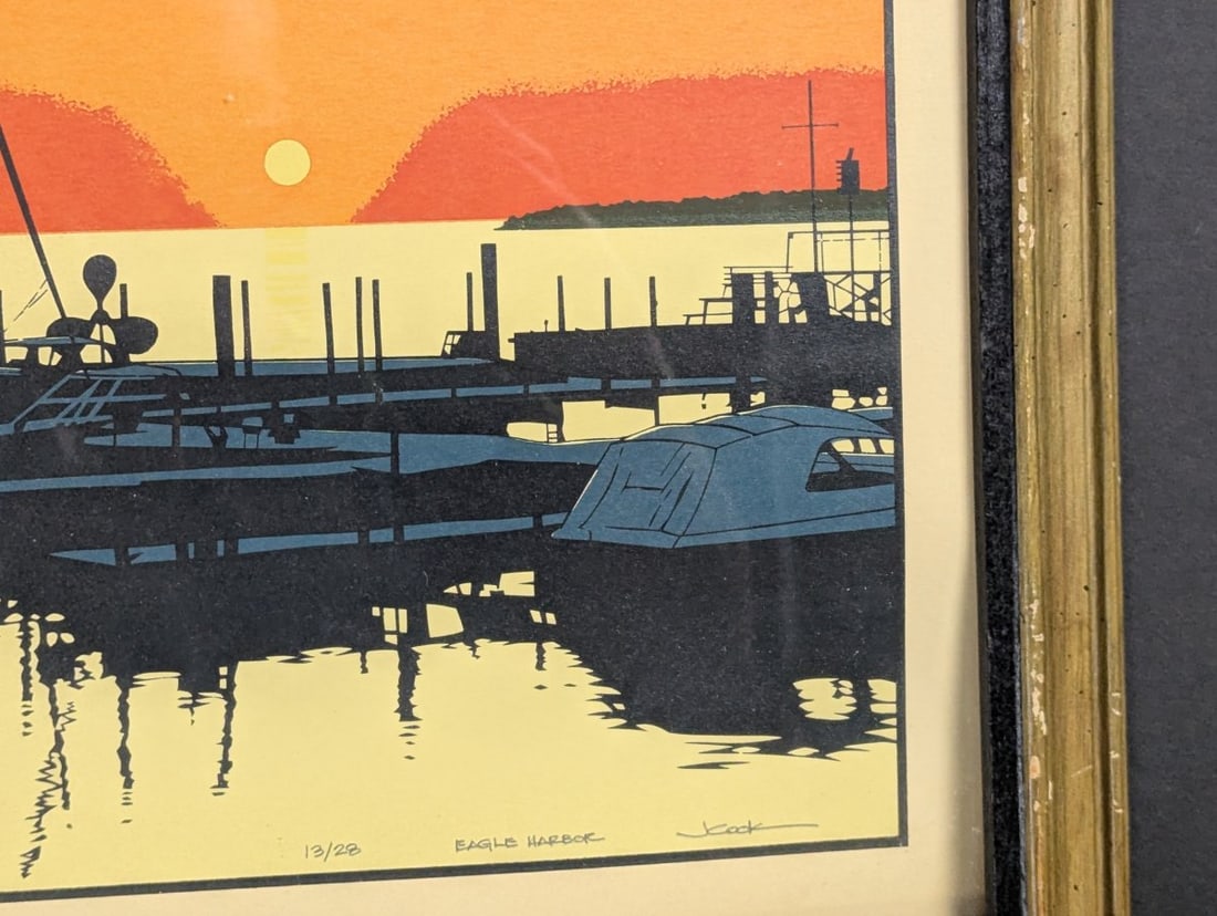 John Cook Eagle Harbor Limited Edition Serigraph Framed Art Print - 7