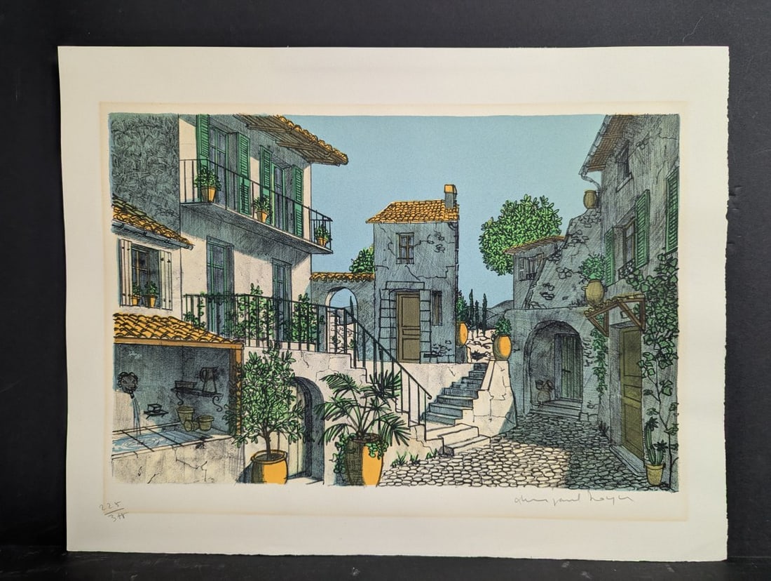 Ohm Paul Heyer Signed Limited Edition Serigraph European Village Scene Art Print: **Important** Please read below description on how to avoid high shipping costs. Explore this stunning signed limited edition serigraph by Ohm Paul Heyer, measuring 21 1/2 x 16 1/2. This captivating