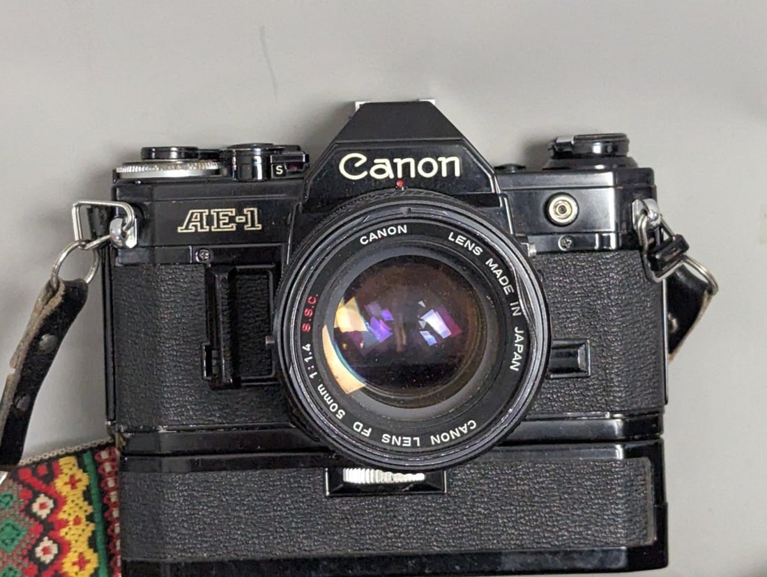 Canon AE-1 35mm SLR Film Camera Bundle with 50mm 1.4 Lens Power Winder Accessories - 2