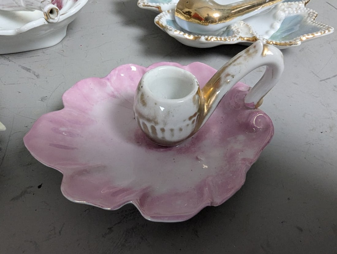 Vintage Porcelain Tobacco Pipe Rests Collection German Export 10 Distinct Decorative Pieces - 3