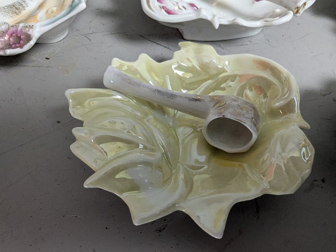 Vintage Porcelain Tobacco Pipe Rests Collection German Export 10 Distinct Decorative Pieces - 4