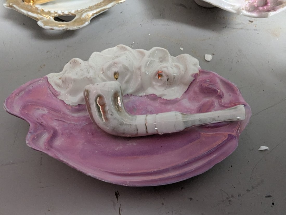 Vintage Porcelain Tobacco Pipe Rests Collection German Export 10 Distinct Decorative Pieces - 5