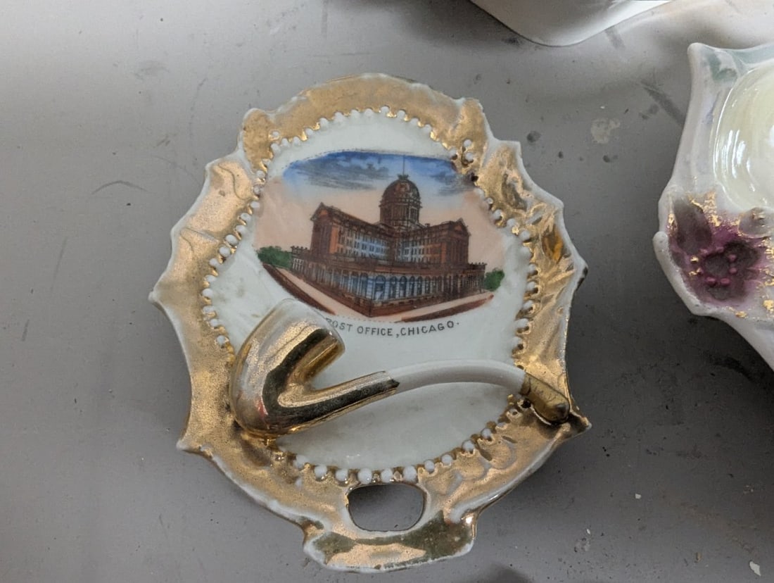 Vintage Porcelain Tobacco Pipe Rests Collection German Export 10 Distinct Decorative Pieces - 6