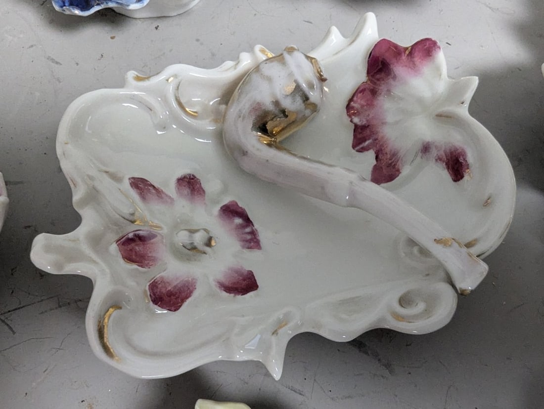 Vintage Porcelain Tobacco Pipe Rests Collection German Export 10 Distinct Decorative Pieces - 8