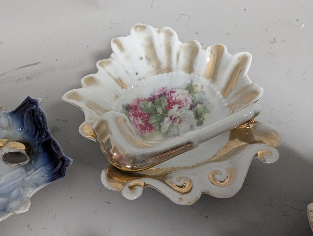 Vintage Porcelain Tobacco Pipe Rests Collection German Export 10 Distinct Decorative Pieces - 9