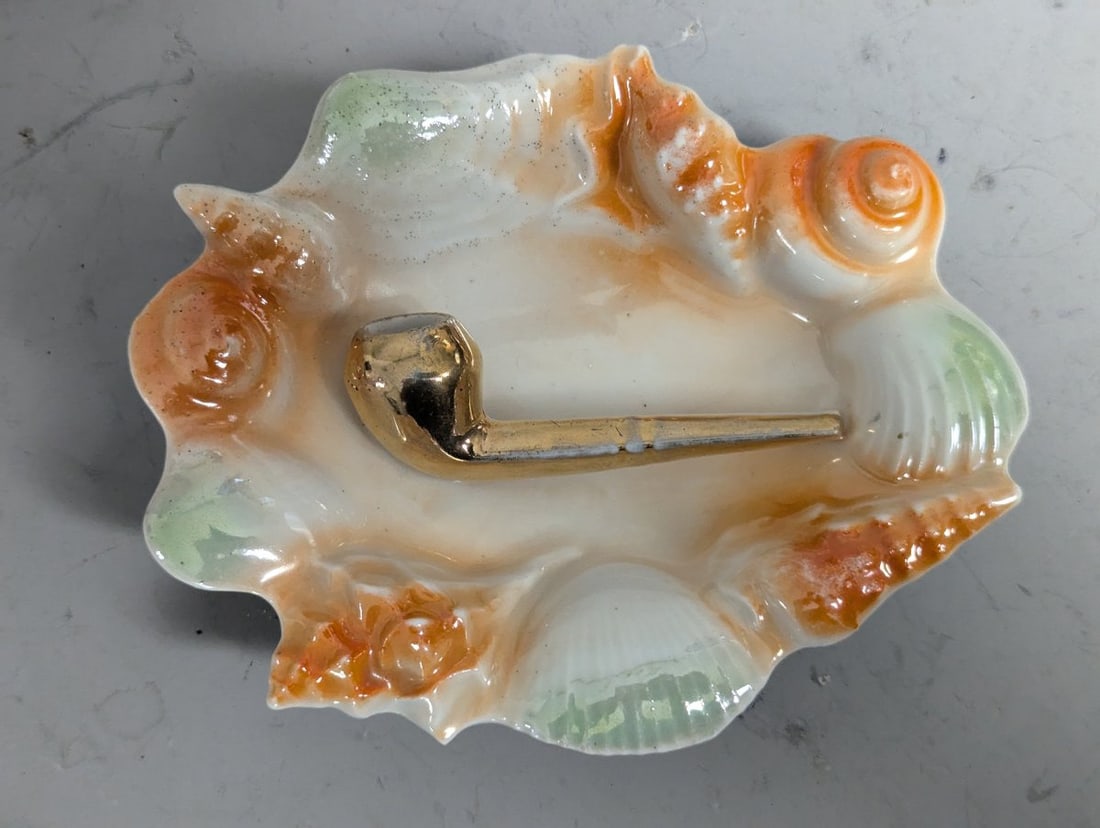 Collection of 10 Vintage Ceramic Pipe Rests and Ashtrays - Tobacciana Decorative Art - 6