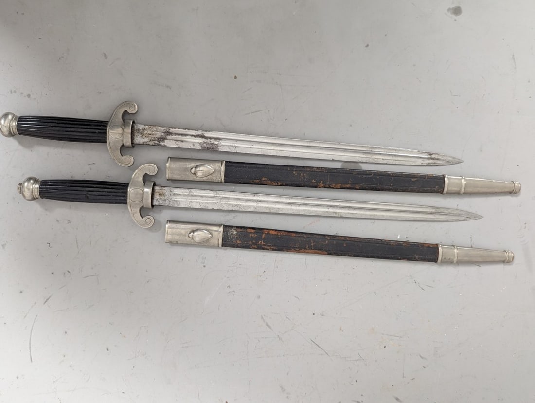 German Railway Official Dagger Pair by GebrÃ¼der Weyersberg with Knight's Head Mark: **Important** Please read below description on how to avoid high shipping costs. Presenting a remarkable pair of Weyersberg Kirschbaum & Cie German Railway Daggers, both featuring the coveted