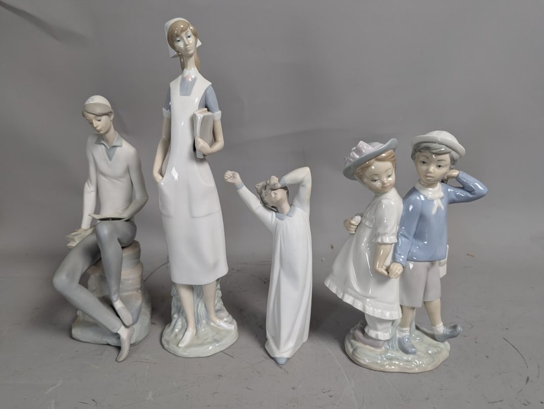 LladrÃ³ Porcelain Figurine Collection Hebrew Student Nurse Sleepy Boy Couple: **Important** Please read below description on how to avoid high shipping costs. This exquisite collection features four retired LladrÃ³ porcelain figurines, each a masterful depiction of
