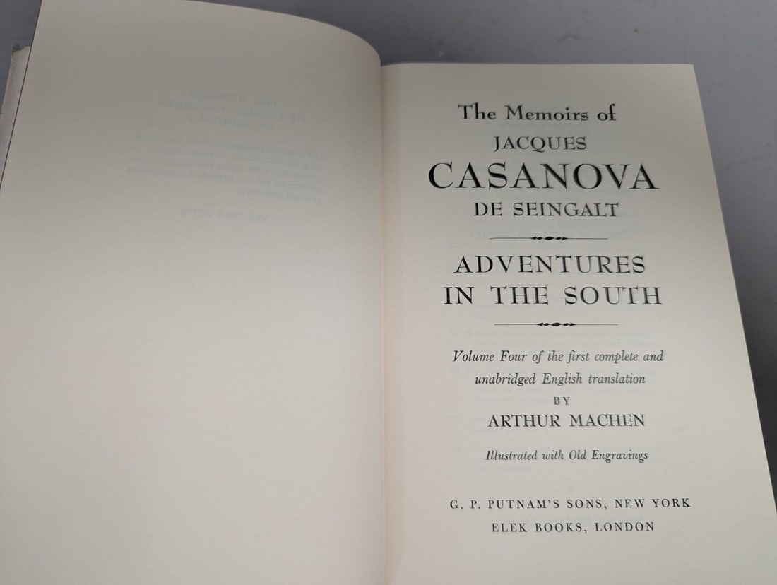 The Memoirs of Casanova Six Volume Set by Arthur Machen - Unabridged English Translation - 6