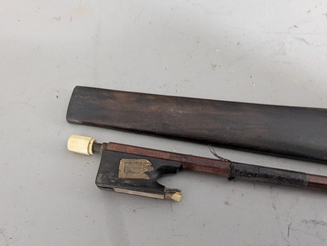 Antique German Bohemian Stradivarius Copy Violin Set with Bow and Case for Restoration - 8
