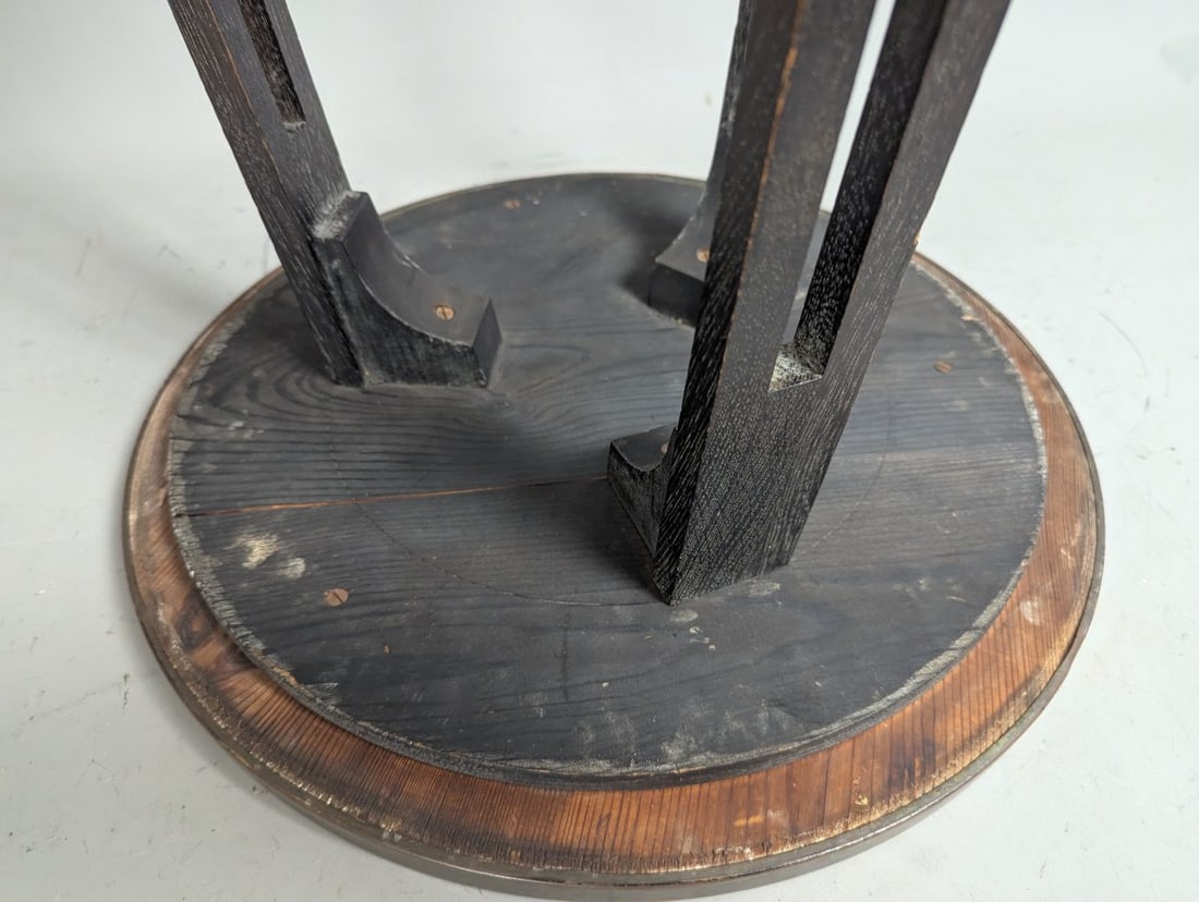 Attributed to George Walton Arts & Crafts Ebonized Oak Brass Occasional Table - 5