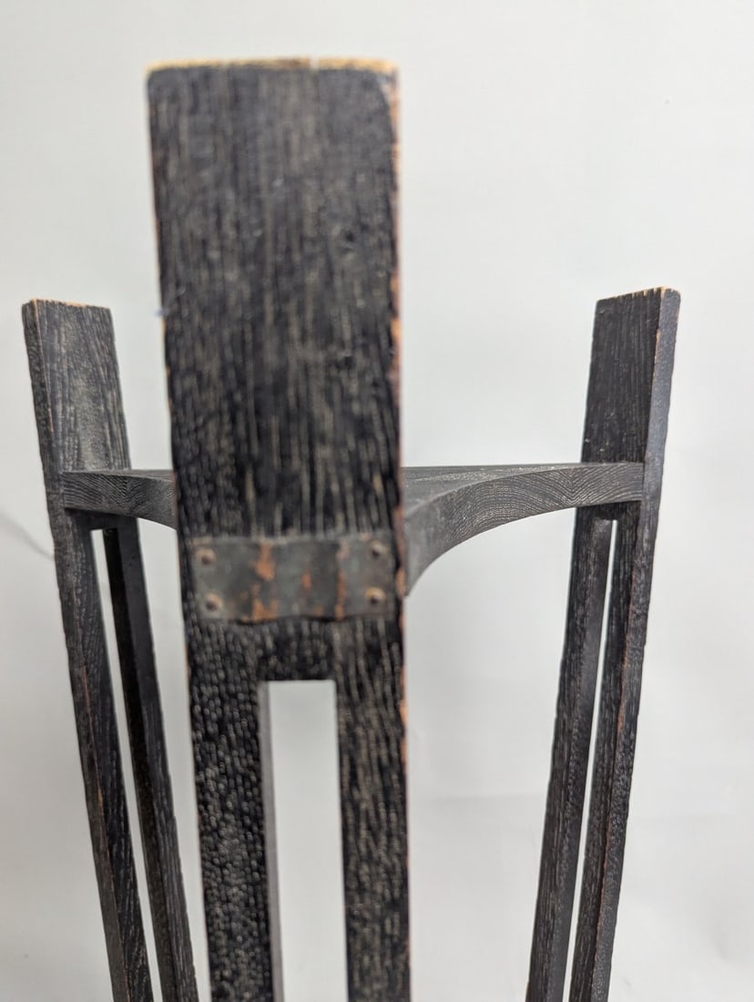 Attributed to George Walton Arts & Crafts Ebonized Oak Brass Occasional Table - 6