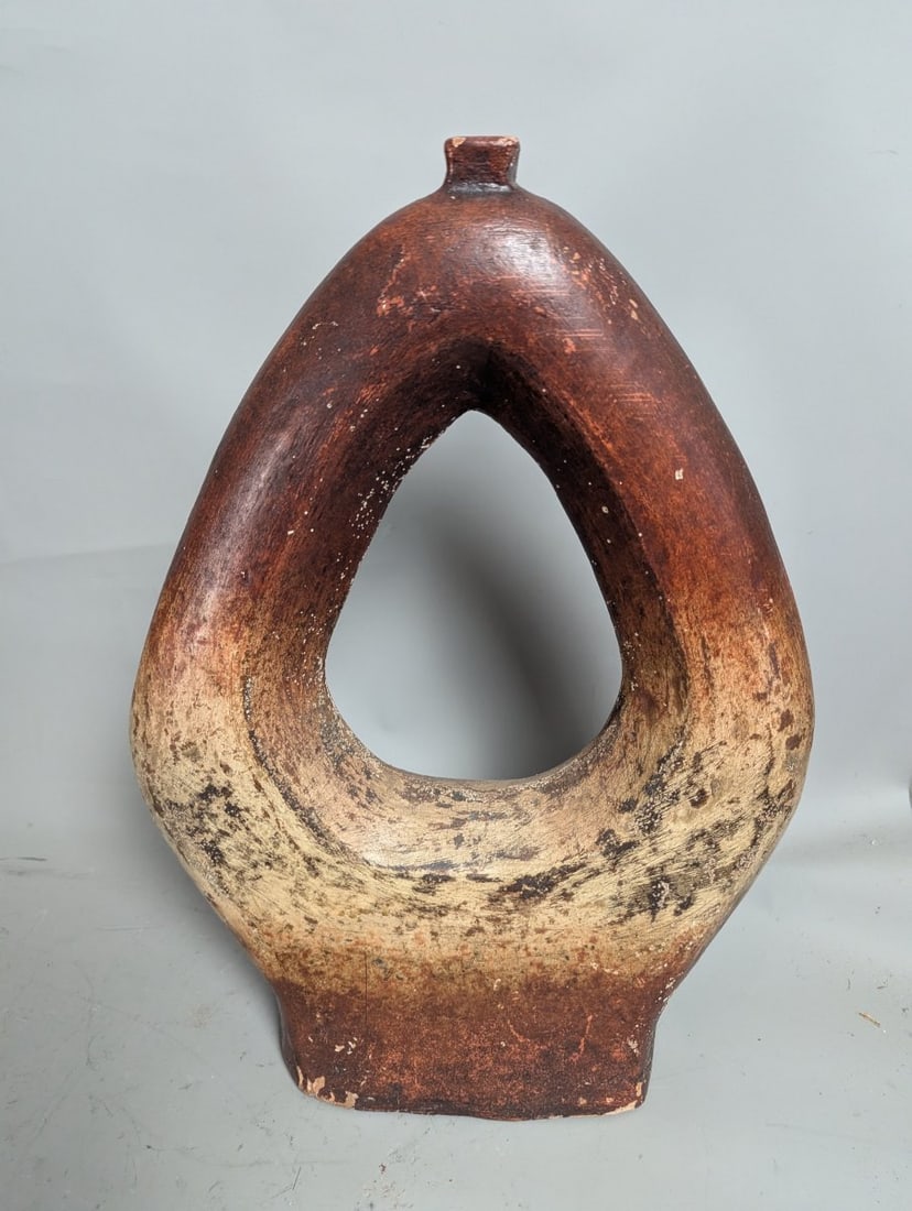 Large Brutalist Style Ceramic Cutout Vase Unique Decorative Piece for Home - 6