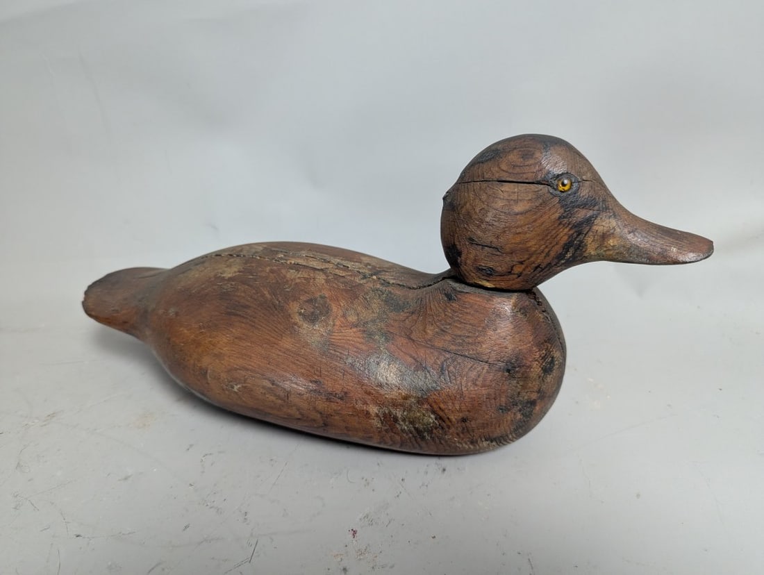 Vintage Folk Art Wooden Duck Decoy with Yellow Glass Eyes American Primitive Decor: **Important** Please read below description on how to avoid high shipping costs. Discover this captivating vintage folk art wooden duck decoy, a striking piece measuring 7 inches high by 14 inches
