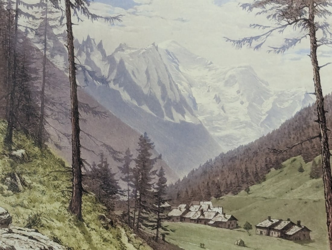 Henry Wherry Signed Etching Alpine Landscape Col et village des MONTETS Art - 2