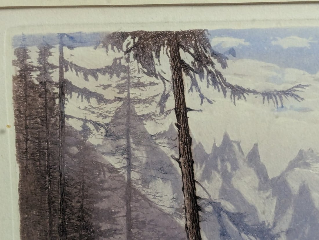 Henry Wherry Signed Etching Alpine Landscape Col et village des MONTETS Art - 3