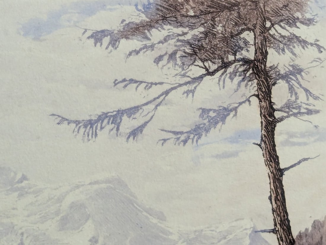 Henry Wherry Signed Etching Alpine Landscape Col et village des MONTETS Art - 4