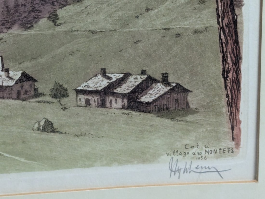 Henry Wherry Signed Etching Alpine Landscape Col et village des MONTETS Art - 8