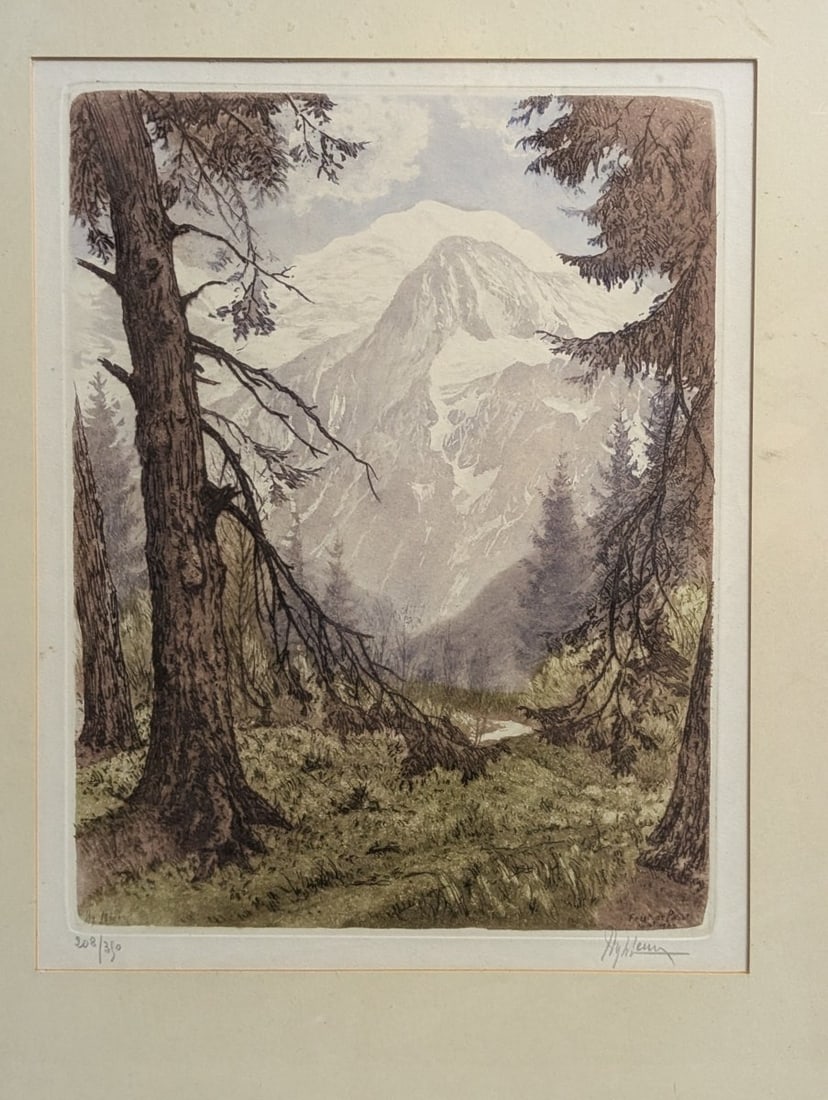 Henri Jourdain ForÃªt de Passy Framed Colored Etching Limited Edition Art - 2