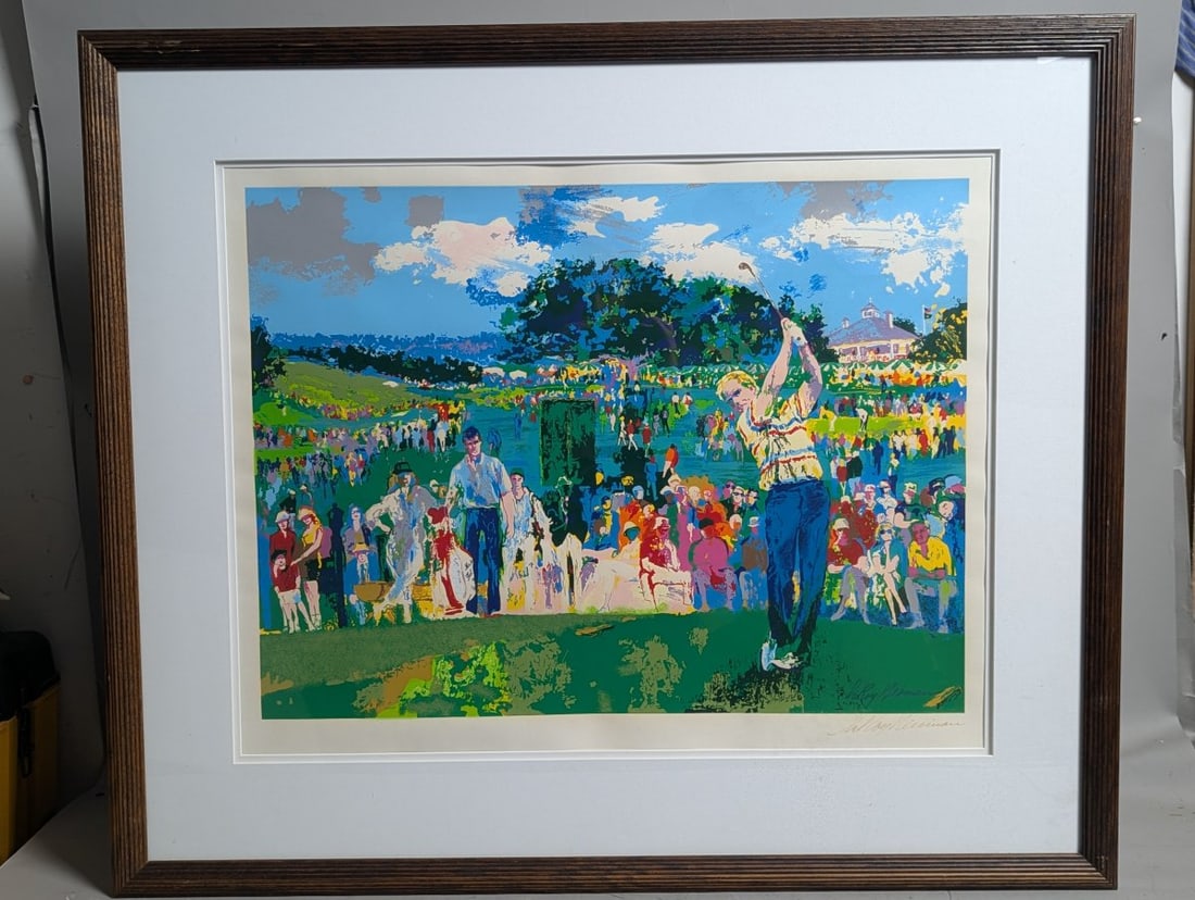 LeRoy Neiman Augusta Golf Jack Nicklaus Signed Serigraph Framed Sports Art: **Important** Please read below description on how to avoid high shipping costs. This stunning LeRoy Neiman serigraph, depicting golf legend Jack Nicklaus at Augusta, features vibrant colors and is be
