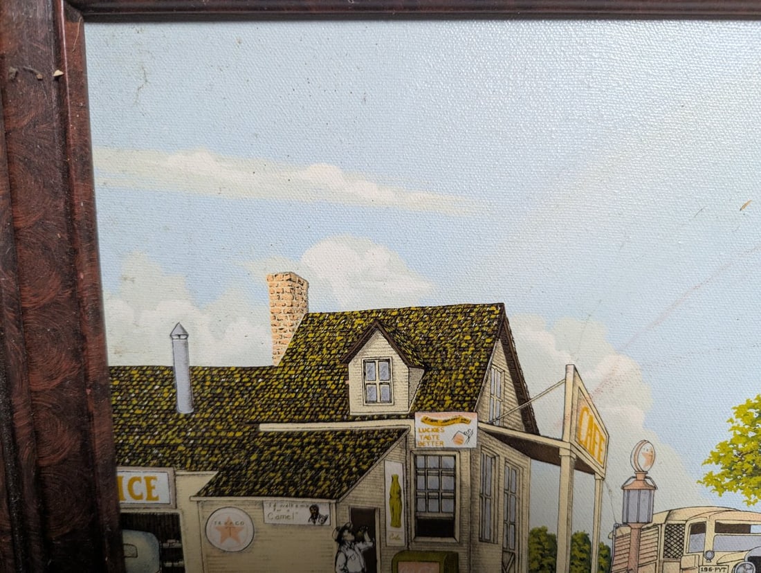 H. Hargrove Nostalgic Americana Framed Prints Set of 2 Vintage Art Decor - 3