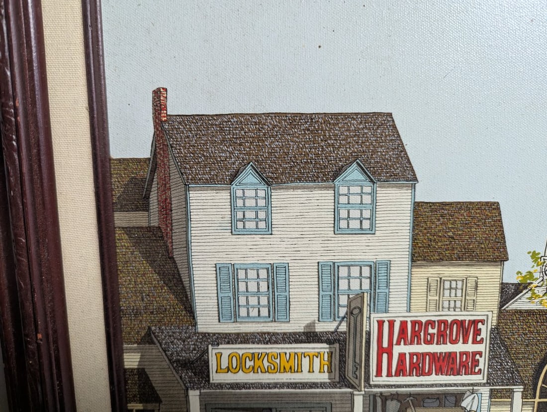 H. Hargrove Nostalgic Americana Framed Prints Set of 2 Vintage Art Decor - 9