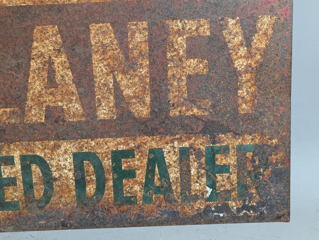 Vintage Blaney Seed Dealer Double-Sided Metal Sign with Original Wrought Iron Bracket - 6